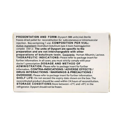 Dysport 500u Μπότουλινική τοξίνη Προστασία δέρματος Απομάκρυνση ρυτίδων Ενέσιμα μπότοξ